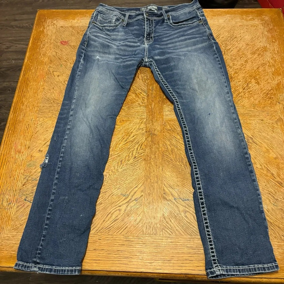 BKE Carter Jeans Straight Leg Mens Size 34 X 30 Regular Distressed Dark Wash - Picture 2 of 7